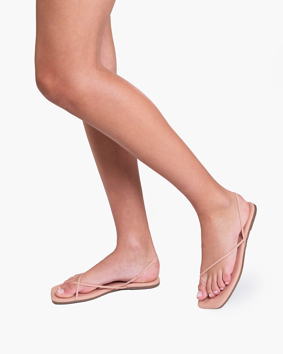 Square Toe Millie Leather Sandals in Nude Beach - TKEES