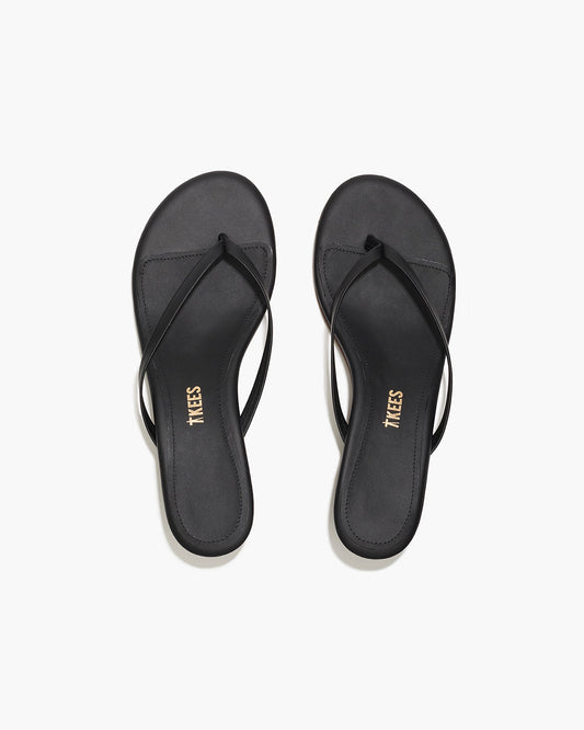 Julia Leather Flip Flops in Sable - TKEES