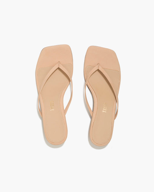 Square Toe Julia Suede Flip Flops in Sunkissed - TKEES