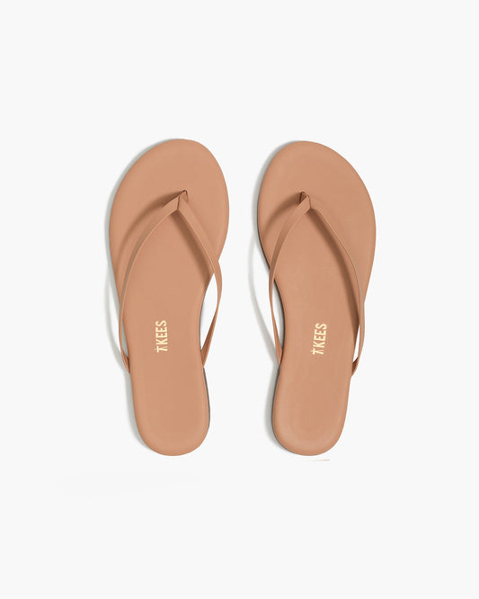 Lily Nudes Leather Flip Flops in Pout - TKEES
