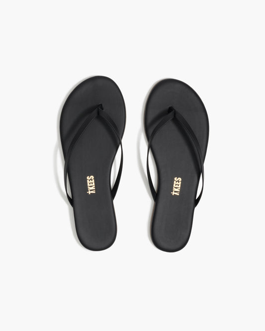 Lily Liners Leather Flip Flops in Sable - TKEES