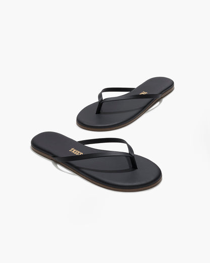 Lily Liners Leather Flip Flops in Sable - TKEES