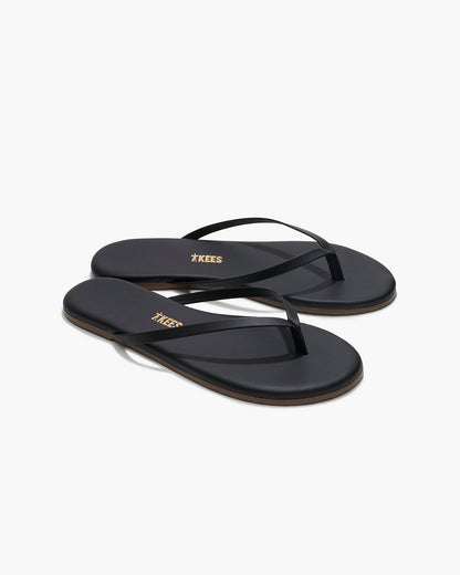 Lily Liners Leather Flip Flops in Sable - TKEES