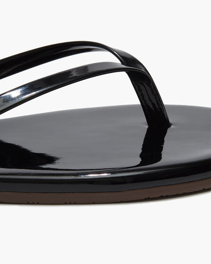 Lily Glosses Leather Flip Flops in Licorice - TKEES