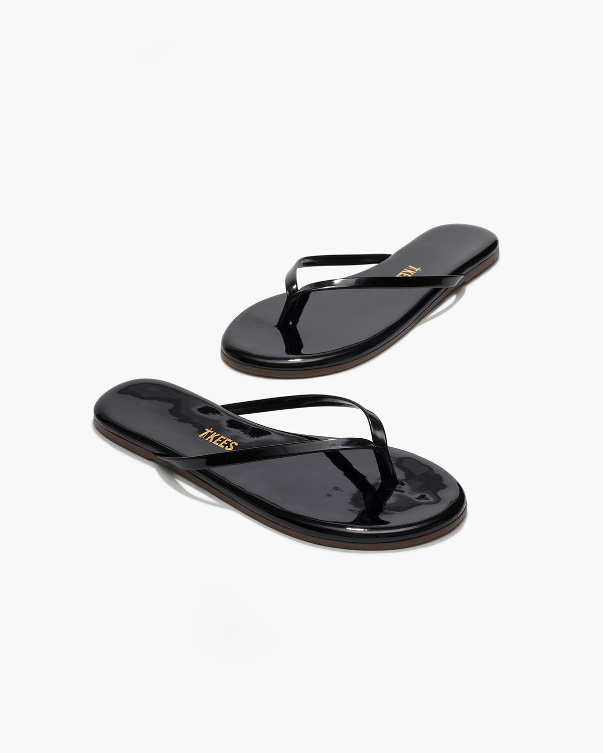 Lily Glosses Leather Flip Flops in Licorice - TKEES