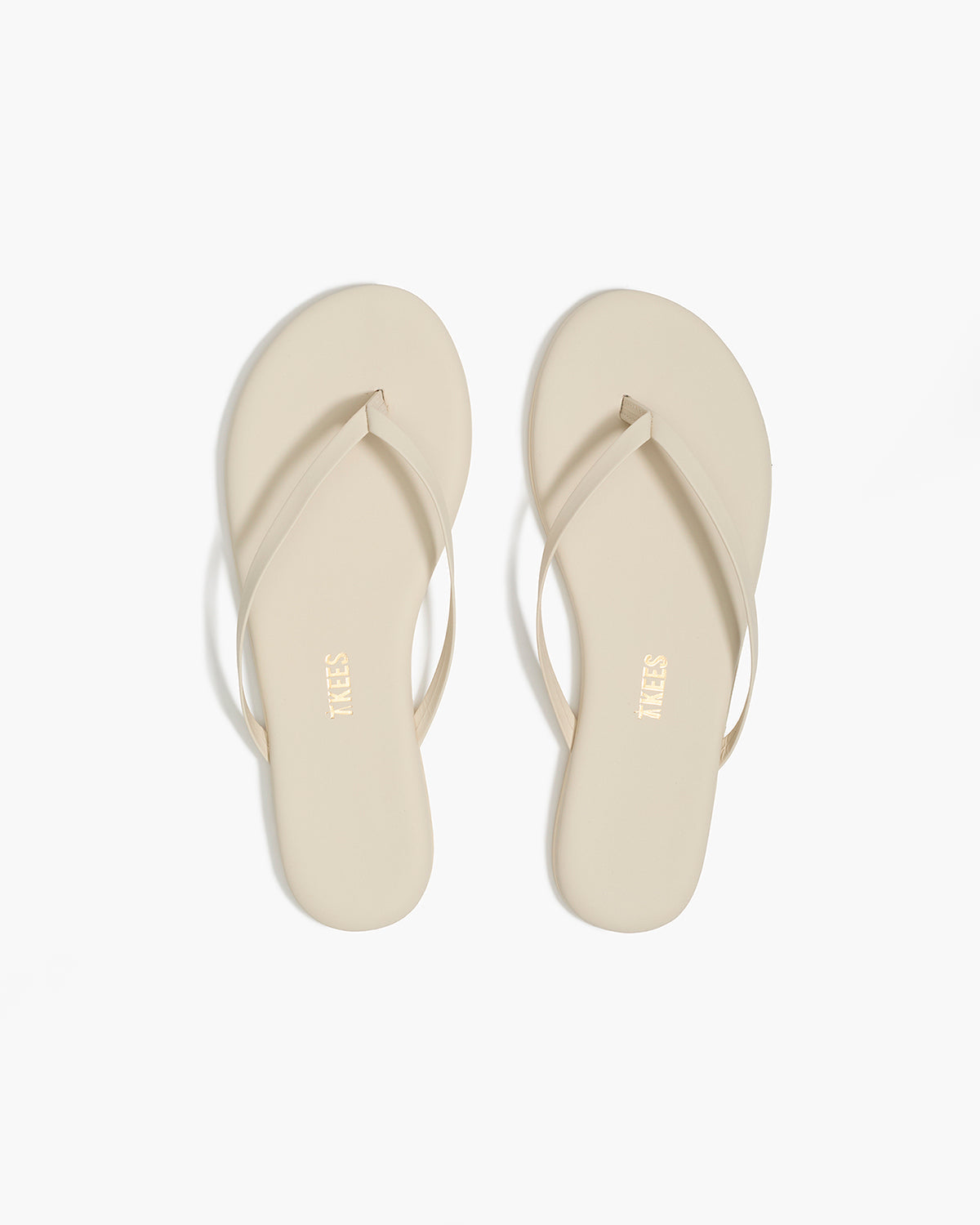 Lily Pigments Leather Flip Flops in Cream - TKEES