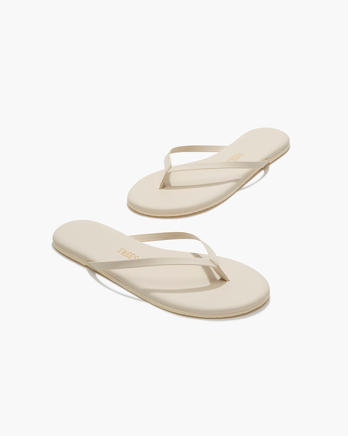 Lily Pigments Leather Flip Flops in Cream - TKEES