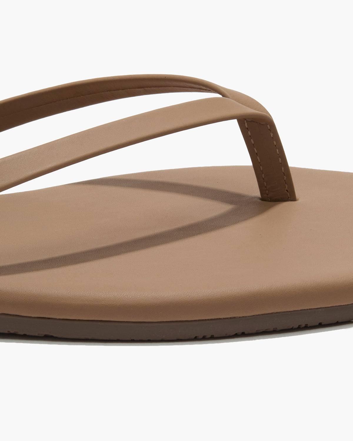Square Toe Lily Leather Flip Flops in Cocobutter - TKEES