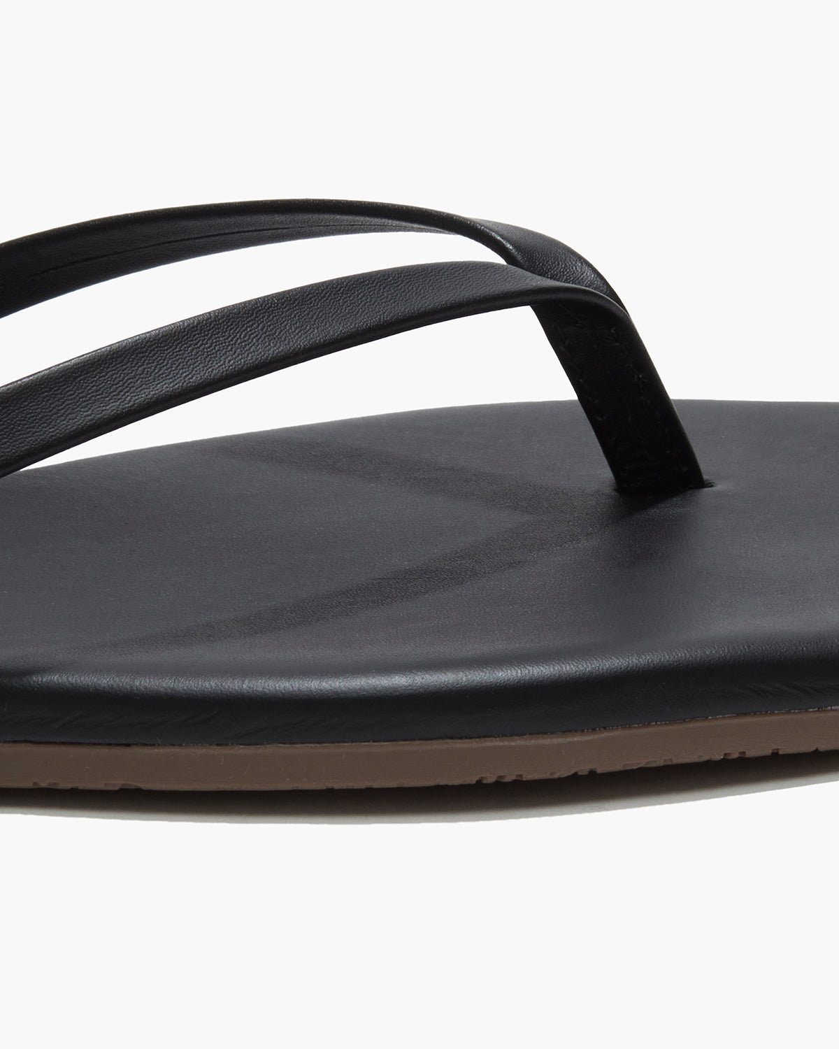 Square Toe Lily Leather Flip Flops in Black - TKEES