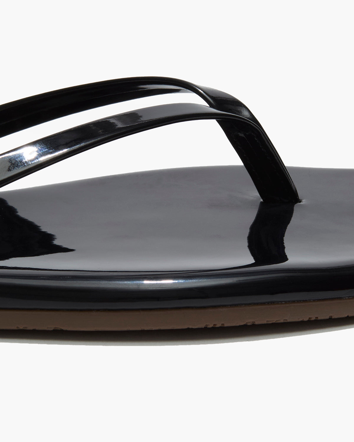 Square Toe Lily Leather Flip Flops in Licorice - TKEES
