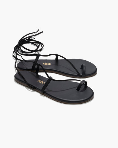Jo Leather Sandals in Black - TKEES