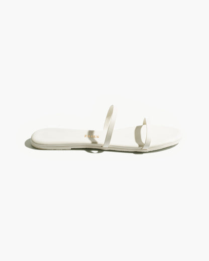 Gemma Leather Sandals in Cream - TKEES