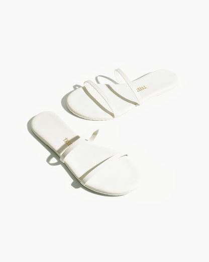 Gemma Leather Sandals in Cream - TKEES