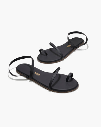 Mia Napa Leather Sandals in Black - TKEES
