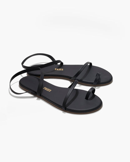 Mia Napa Leather Sandals in Black - TKEES