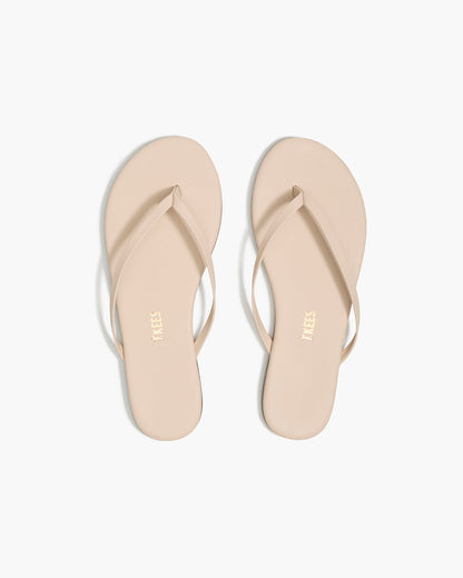 Lily Nudes Leather Flip Flops in Linen - TKEES