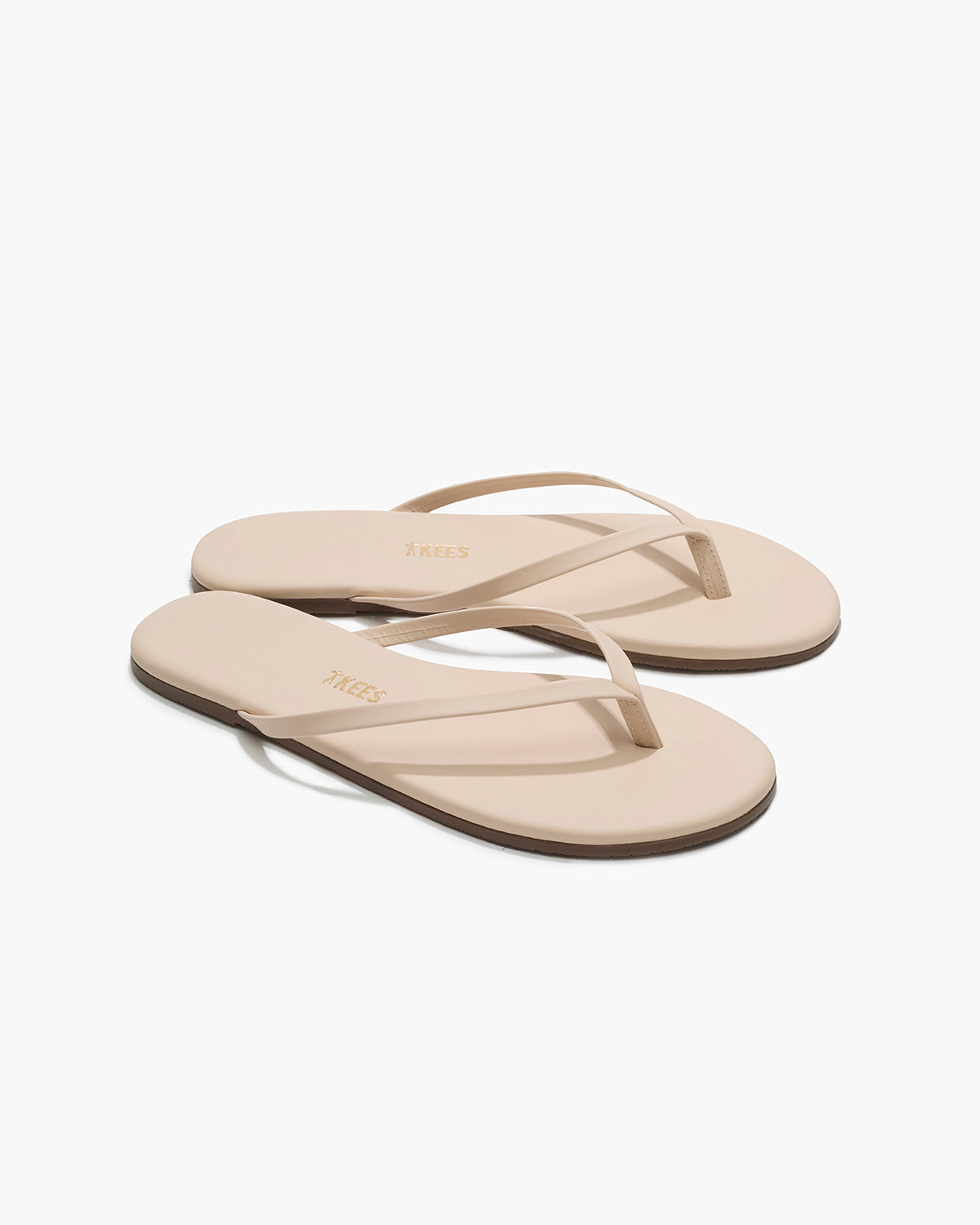 Lily Nudes Leather Flip Flops in Linen - TKEES