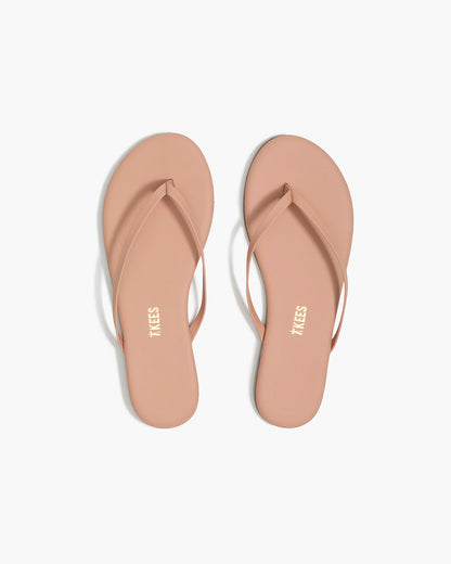 Lily Nudes Leather Flip Flops in Nude Beach - TKEES