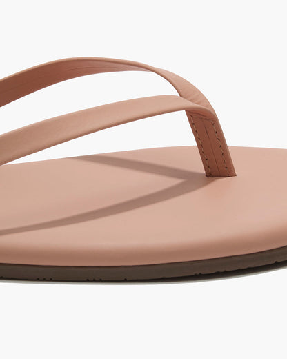 Lily Nudes Leather Flip Flops in Nude Beach - TKEES