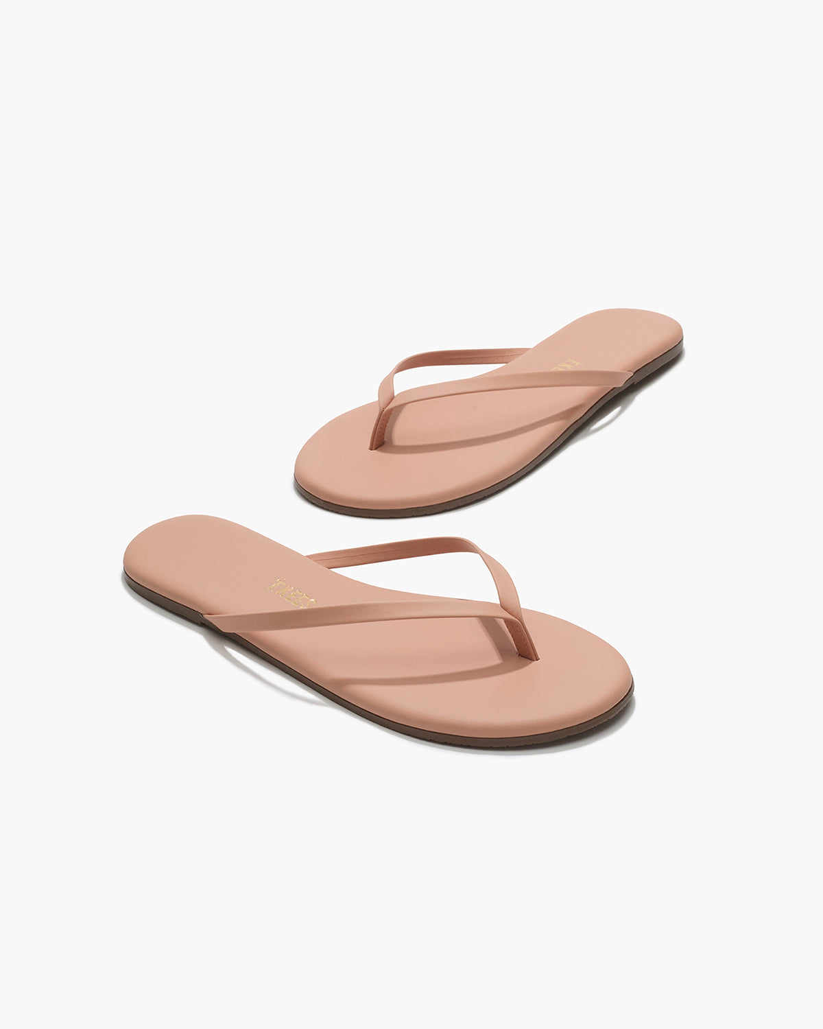 Lily Nudes Leather Flip Flops in Nude Beach - TKEES