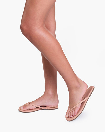 Lily Nudes Leather Flip Flops in Nude Beach - TKEES