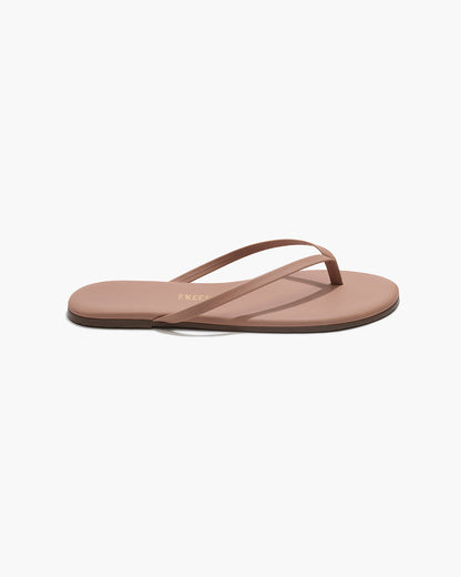 Lily Nudes Leather Flip Flops in Hazelberry - TKEES