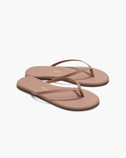 Lily Nudes Leather Flip Flops in Hazelberry - TKEES
