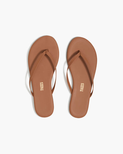 Lily Nudes Leather Flip Flops in Au Naturale - TKEES