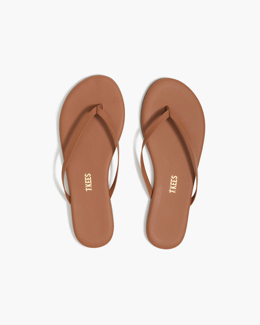 Lily Nudes Leather Flip Flops in Au Naturale - TKEES