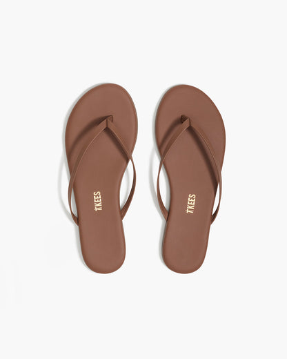 Lily Nudes Leather Flip Flops in Heatwave - TKEES
