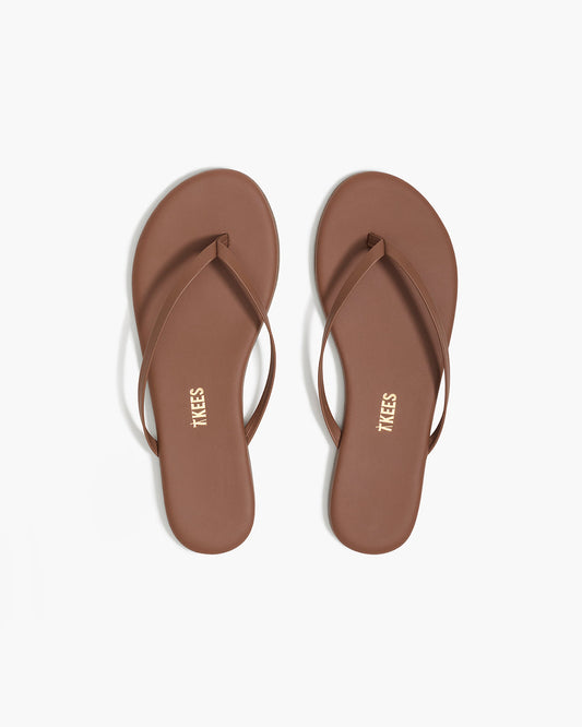 Lily Nudes Leather Flip Flops in Heatwave - TKEES