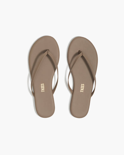 Lily Liners Leather Flip Flops in Biscuit - TKEES