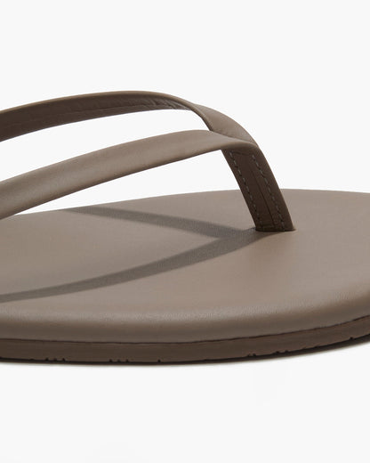Lily Liners Leather Flip Flops in Biscuit - TKEES