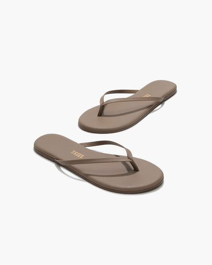 Lily Liners Leather Flip Flops in Biscuit - TKEES