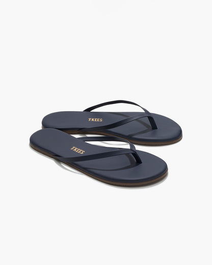 Lily Liners Leather Flip Flops in Twilight - TKEES