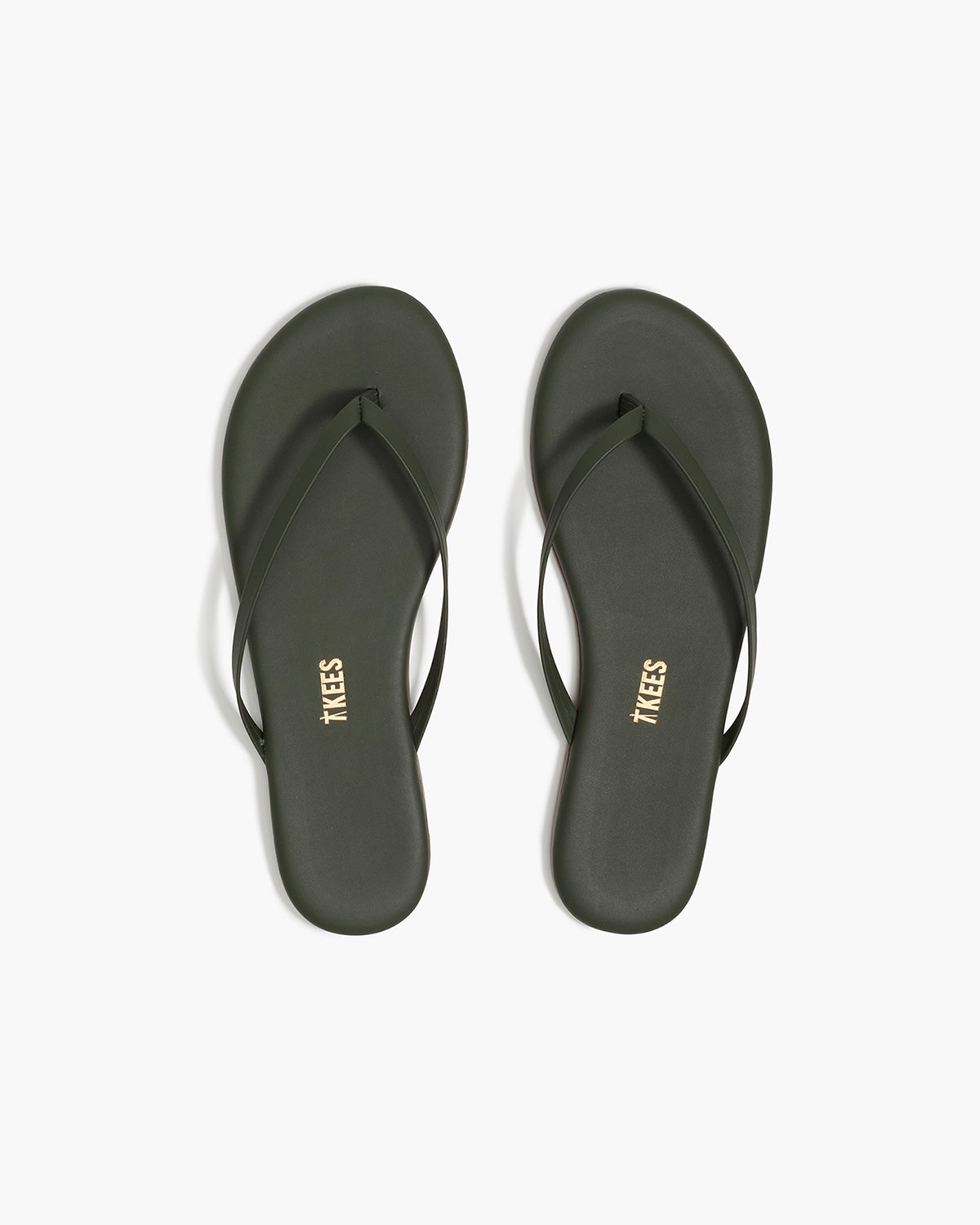 Lily Liners Leather Flip Flops in Forest - TKEES