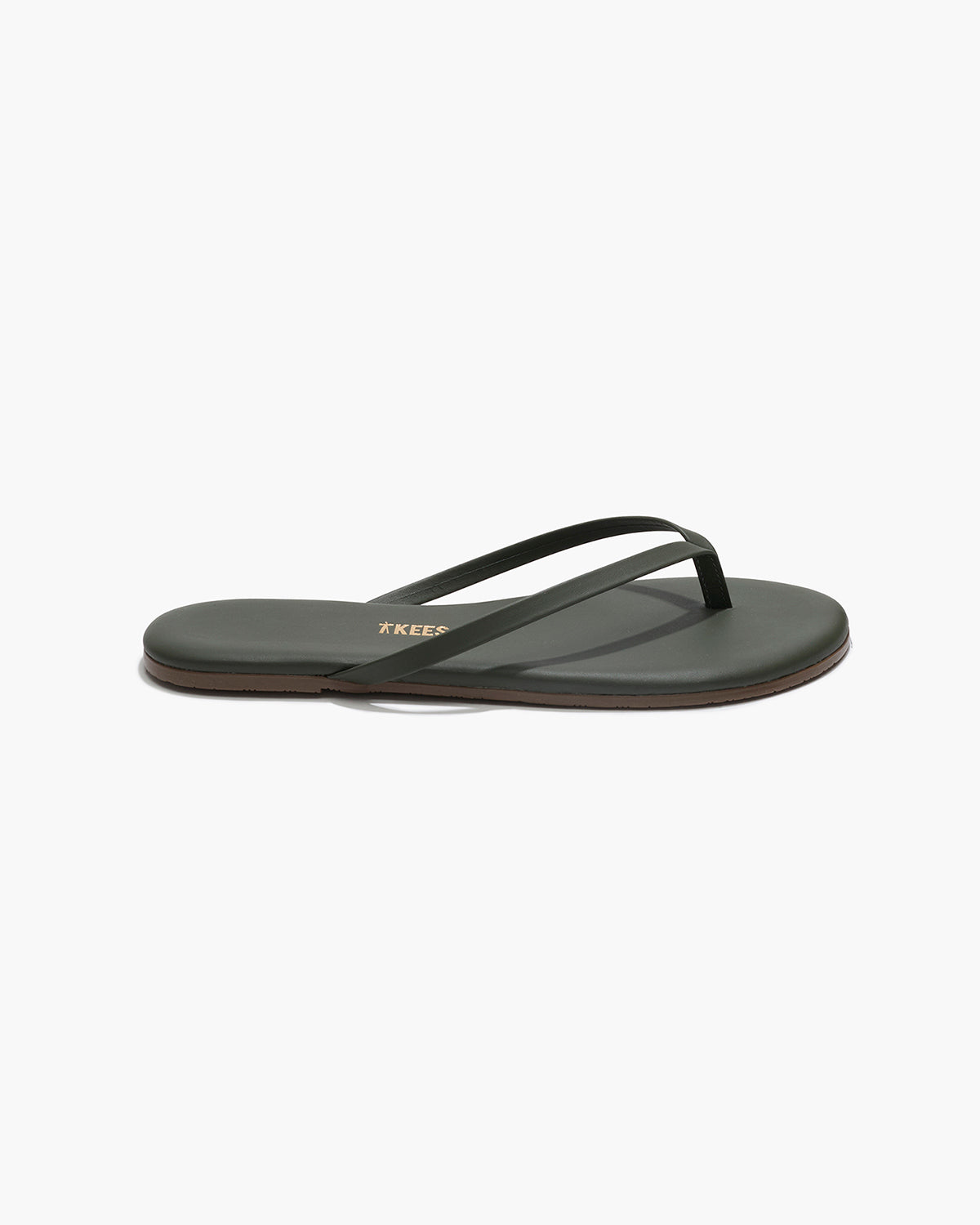 Lily Liners Leather Flip Flops in Forest - TKEES
