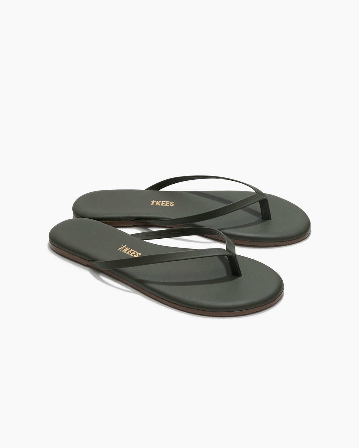 Lily Liners Leather Flip Flops in Forest - TKEES