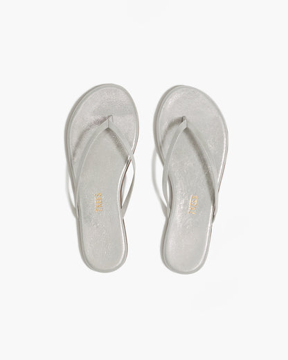 Lily Glitters Leather Flip Flops in Gleam - TKEES