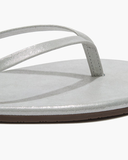 Lily Glitters Leather Flip Flops in Gleam - TKEES