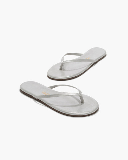 Lily Glitters Leather Flip Flops in Gleam - TKEES