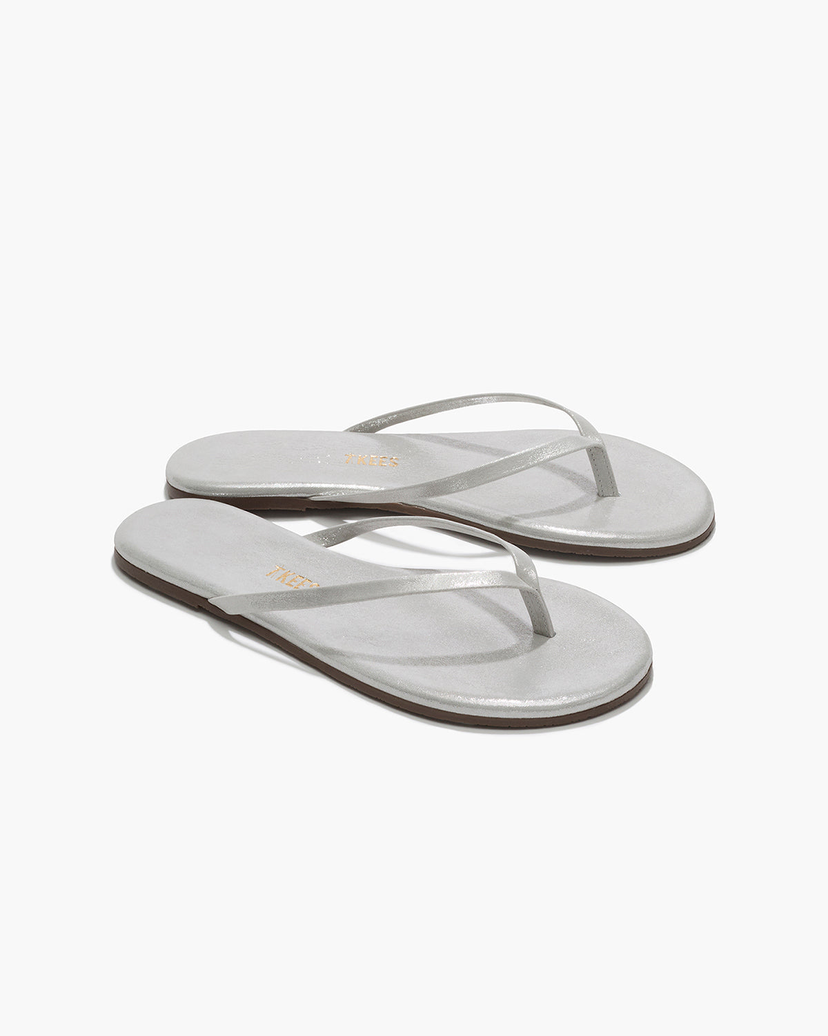 Lily Glitters Leather Flip Flops in Gleam - TKEES