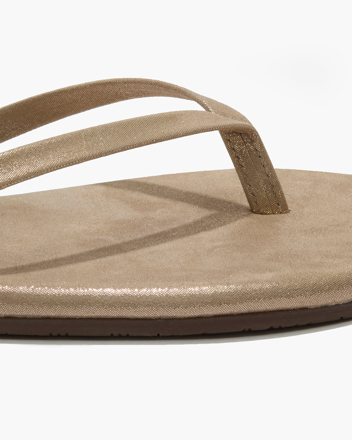 Lily Glitters Leather Flip Flops in Pink Pearl - TKEES
