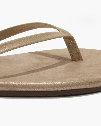 Lily Glitters Leather Flip Flops in Pink Pearl - TKEES