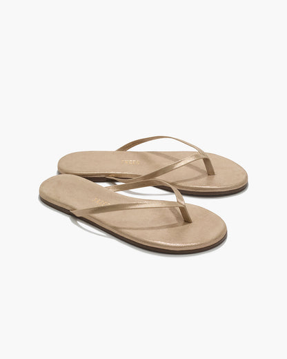 Lily Glitters Leather Flip Flops in Pink Pearl - TKEES