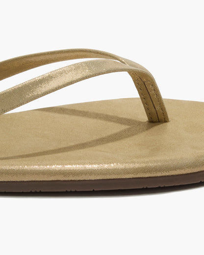 Lily Glitters Leather Flip Flops in Sandbeam - TKEES