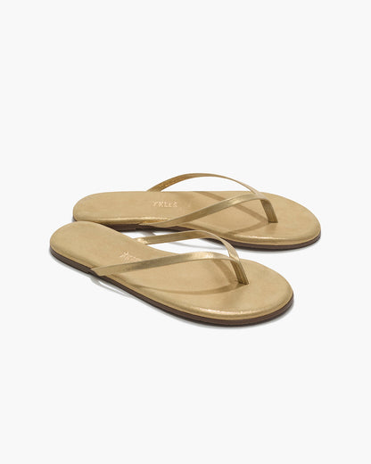 Lily Glitters Leather Flip Flops in Sandbeam - TKEES