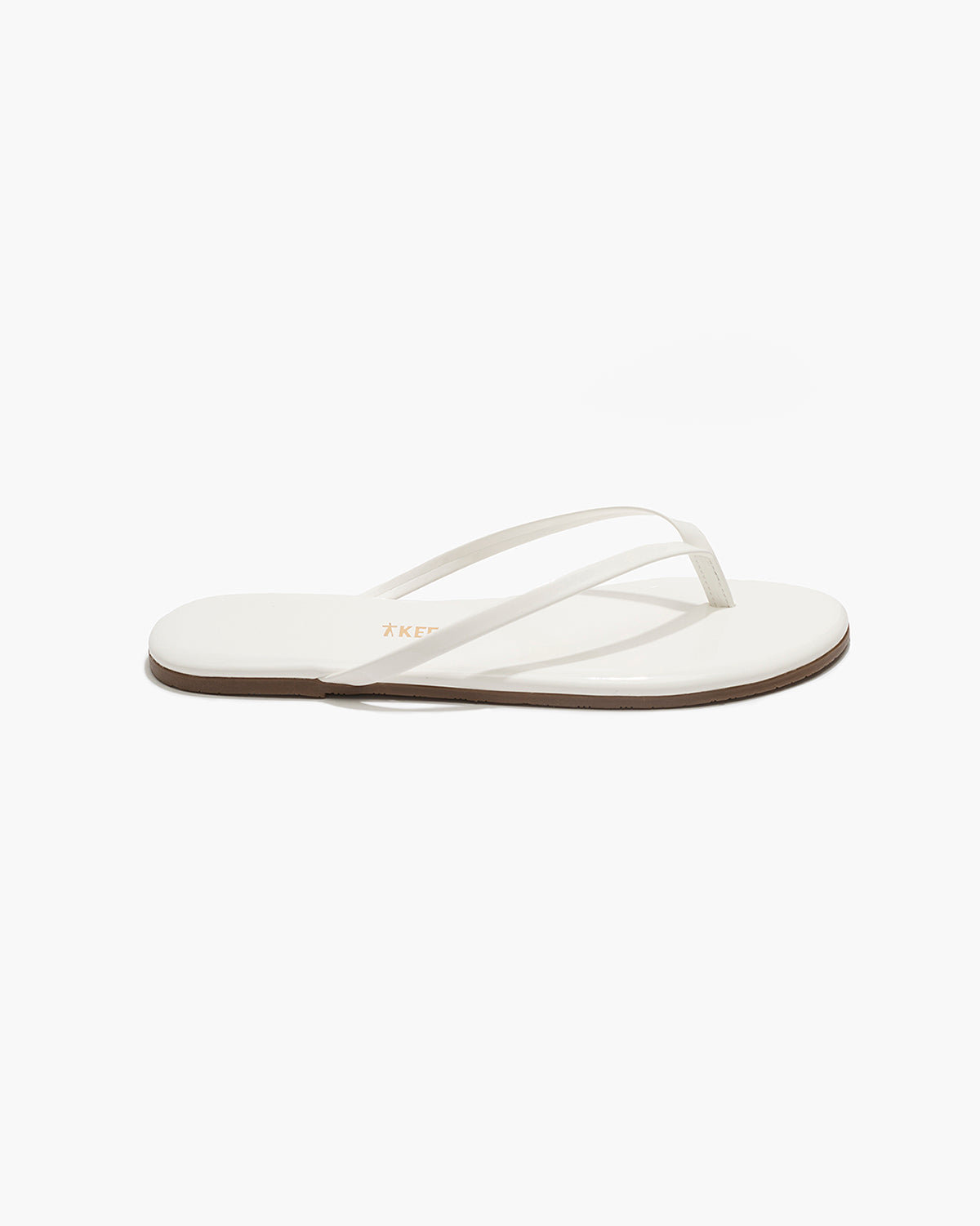 Lily Glosses Leather Flip Flops in White Lotus - TKEES