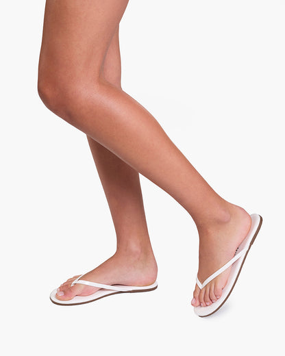 Lily Glosses Leather Flip Flops in White Lotus - TKEES