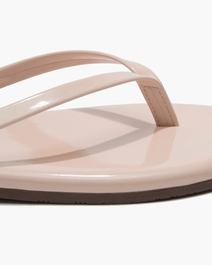 Lily Glosses Leather Flip Flops in Whipped Cream - TKEES
